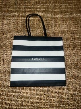 Sephora Black and White Striped Tote Bag with Logo